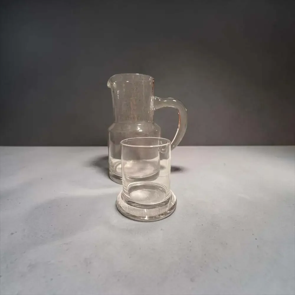 Vintage Clear Glass Bedside Carafe with Matching Tumbler Set